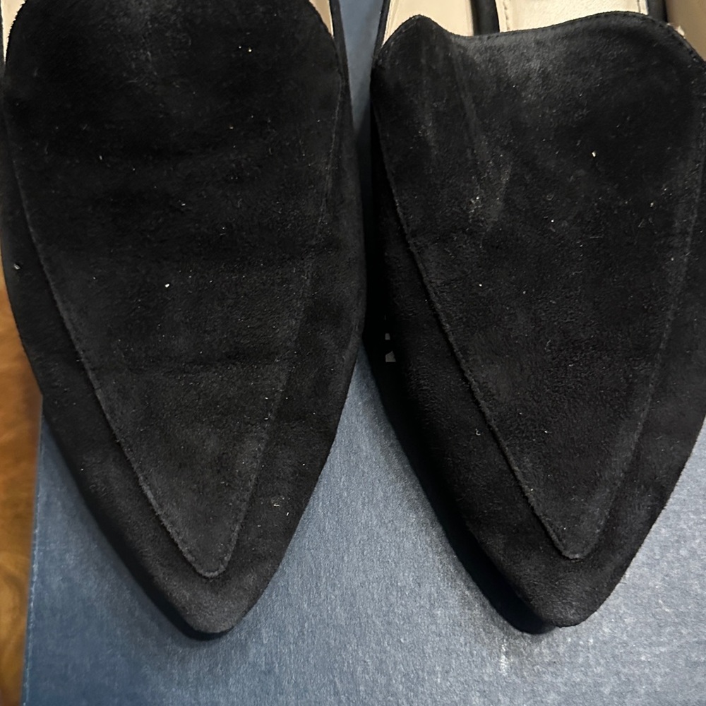 Cole Haan Black Suede Pointed Toe Slip-On Mules - Picture 6 of 8